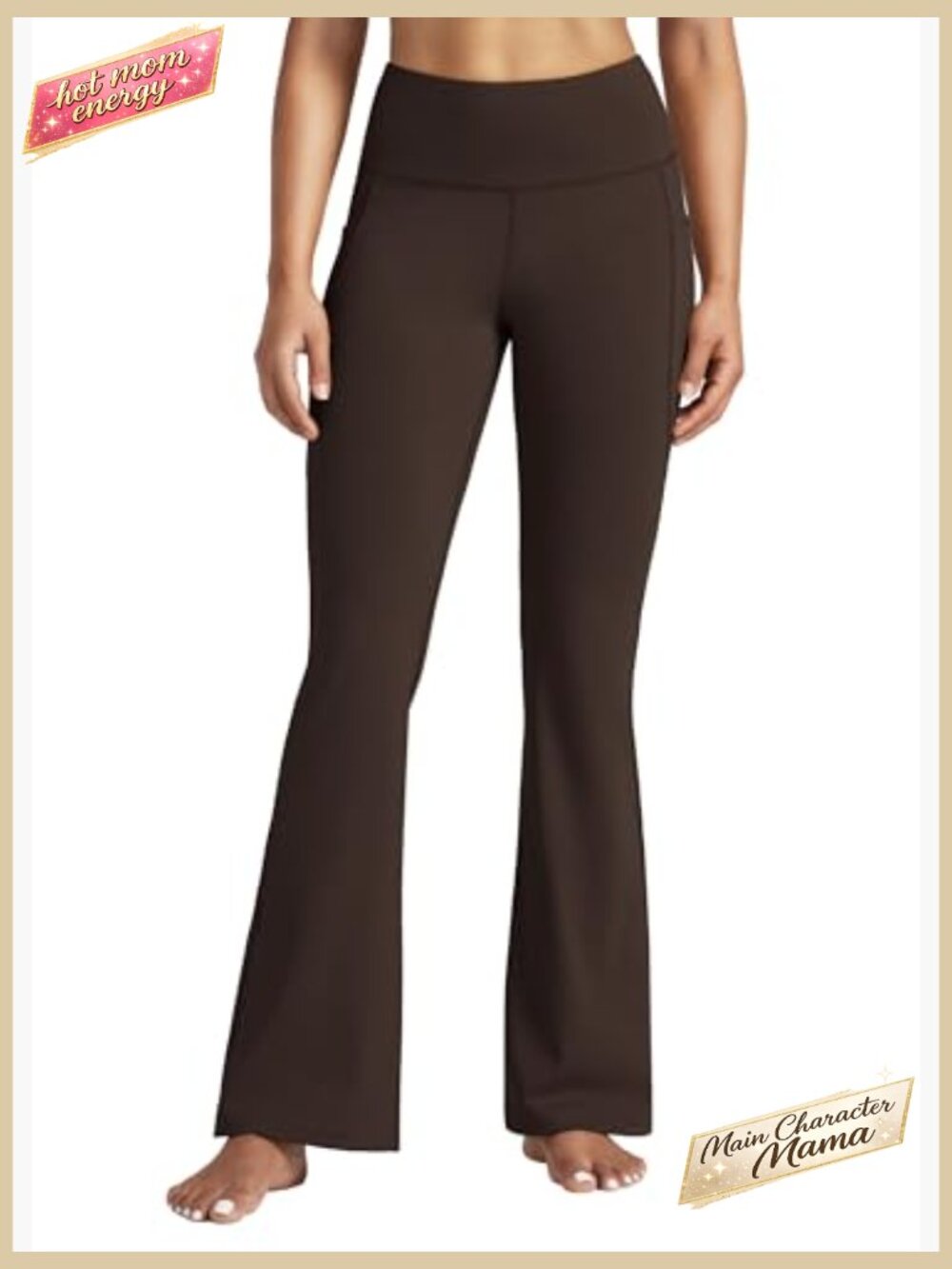 High Waist Flare Leggings with Pockets Yoga Pants Tummy Control 27-33in - Picture 3 of 7